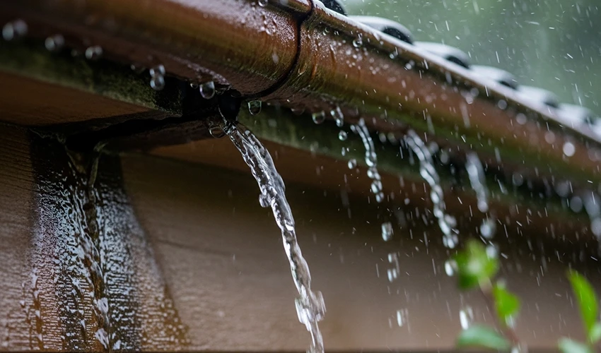雨どいからの水漏れ