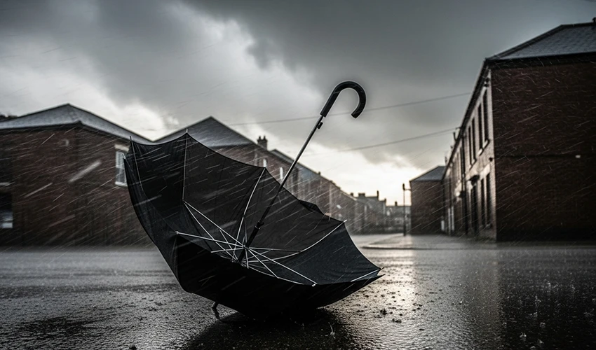 暴風で飛ばされる物