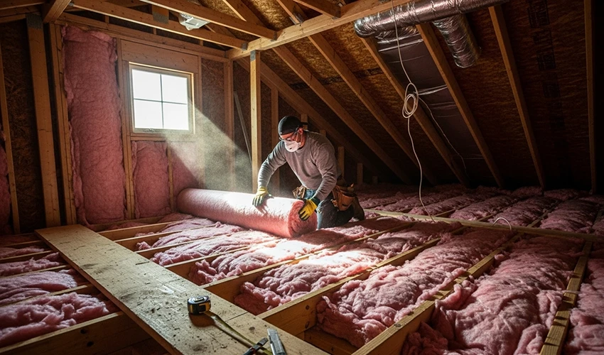 断熱材の施工作業