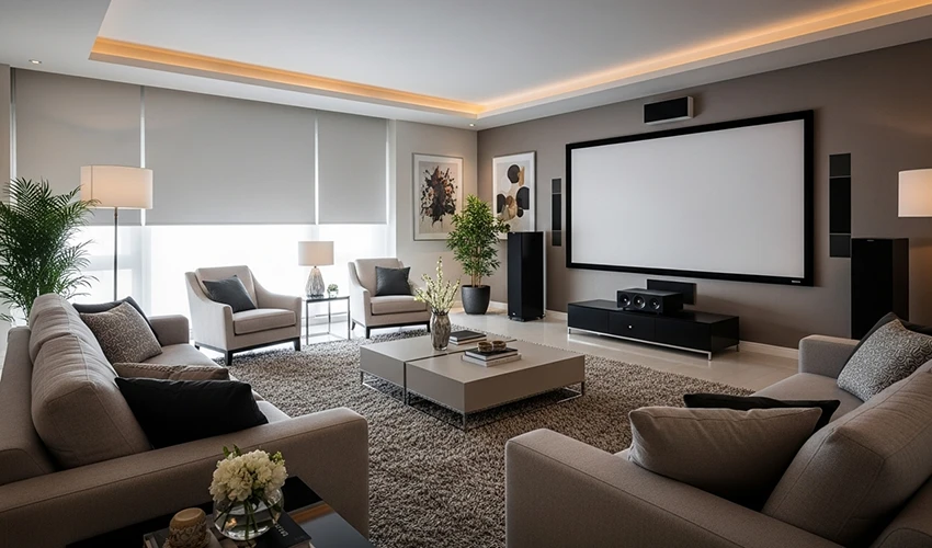 ホームシアターのある上質なリビング