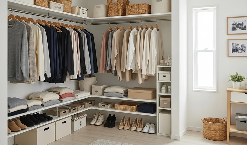 整理整頓された美しいクローゼット空間