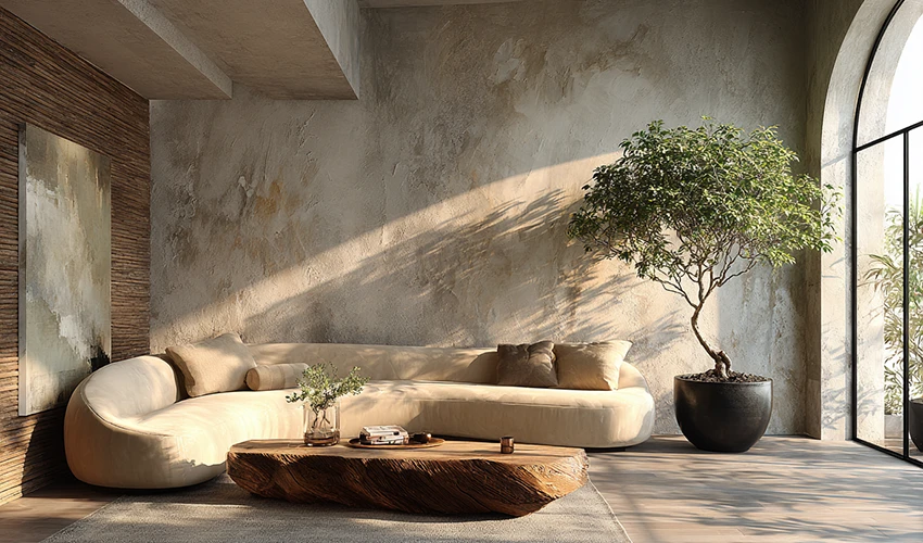 洗練された温かみのあるリビングルーム