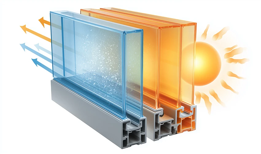 高性能な窓の断面