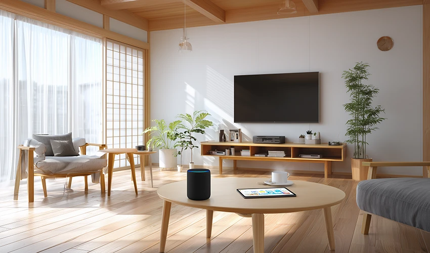 モダンで快適なスマートホームのリビングルーム